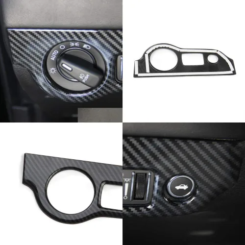 Vista 2 de Adhesivo de panel de botón de interruptor de faro de fibra de carbono para Dodge Charger 2011+/ Chrysler 300 2015-2021