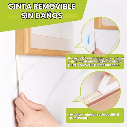 Vista 4 de Cinta de doble cara de 0.39" x 9.85 pies, cinta adhesiva de montaje resistente y extraíble sin daños, cinta de espuma PE sin residuos, cinta