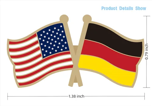 Vista 2 de Paquete de 4 pines de solapa con doble bandera de Alemania cruzados, Acero aleado, No