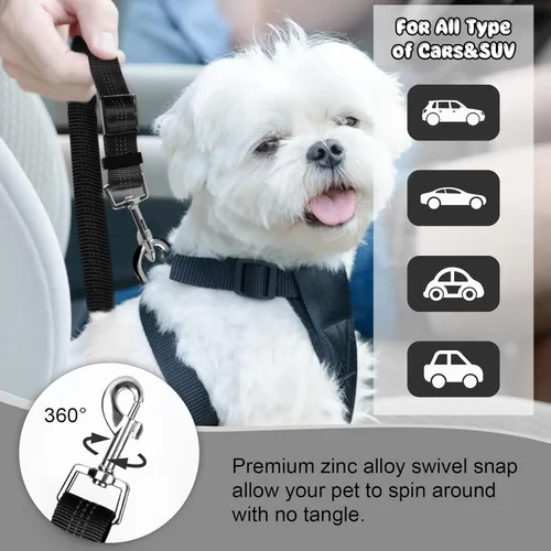 Vista 5 de BWOGUE Arnés de cinturón de seguridad para mascotas, cinturón de seguridad ajustable para reposacabezas de coche, arnés de cinturón de seguridad