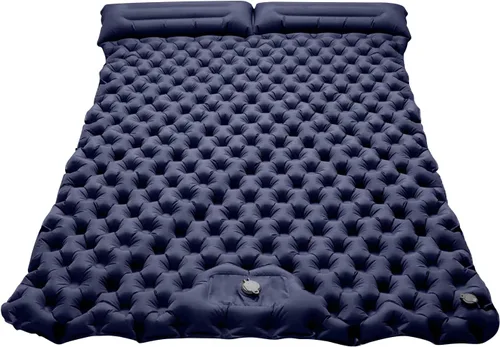 Vista 10 de Ergocar Colchoneta de dormir para camping, almohadilla inflable gruesa con almohada, bomba integrada, colchón inflable ligero para acampar con tela