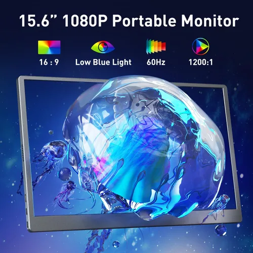 Vista 2 de cocopar Monitor portátil de 15.6 pulgadas 1080P 60Hz 60% sRGB IPS Monitor de viaje con USB-C HDMI pantalla portátil para laptop MacBook Surface PC