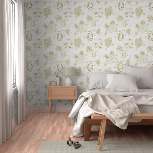 Vista 5 de Muestra de papel tapiz extraíble – Colmena de abeja Toile flores amarillas grandes mostaza oro abeja miel papel pintado personalizado pre-pegado por