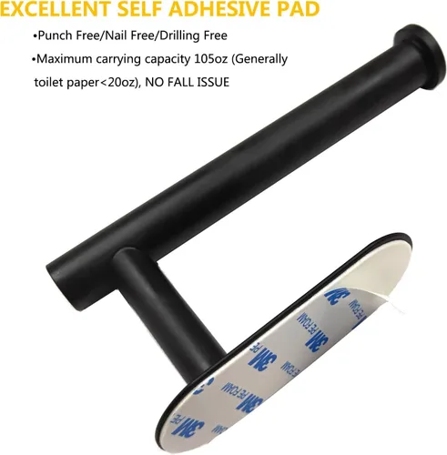 Vista 9 de WYSE Soporte de papel higiénico negro autoadhesivo, soporte para papel higiénico para baño, portarrollos de papel higiénico, acero inoxidable SUS304