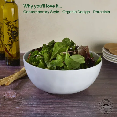 Vista 3 de Everyday White by Fitz and Floyd Organic Serve Bowl, 9 pulgadas, capacidad de 72 onzas líquidas, blanco