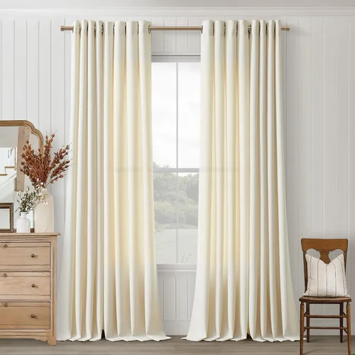 Vista 41 de Cortinas de avena con ojales DUKIYO de 96 pulgadas de largo para sala de estar, comedor, juego de 2 paneles, cortinas de arena y beige