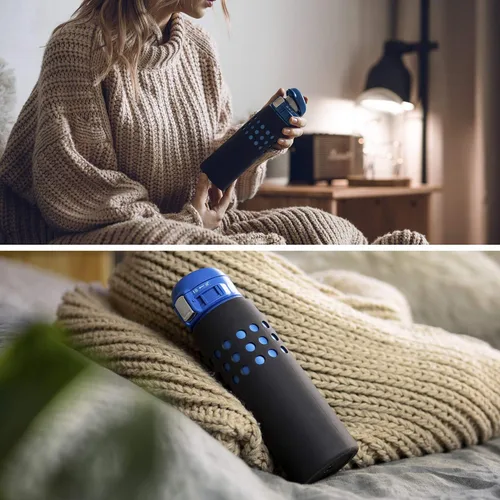 Vista 5 de Protect & Go - Funda de silicona compatible con la botella de agua térmica al vacío de la marca Zojirushi (negro, 16 onzas / 0.48 litros)