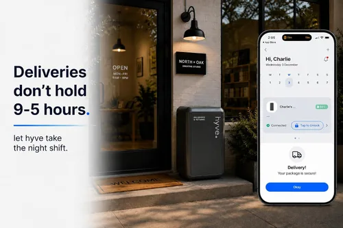 Vista 9 de hyve Caja de entrega de paquetes inteligente para exteriores - Entregas y devoluciones seguras