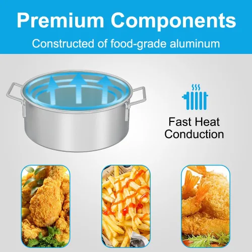 Vista 4 de Kit de freidora de pescado para exteriores de 10 cuartos de galón: olla de aluminio resistente y canasta de 6.7 cuartos de galón, freidora
