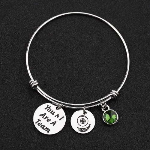 Vista 5 de KUIYAI Sulley and Mike Inspired You and I are A Team Bracelet with Monster Charm Fan Movie Team Gift Best Friend Metal