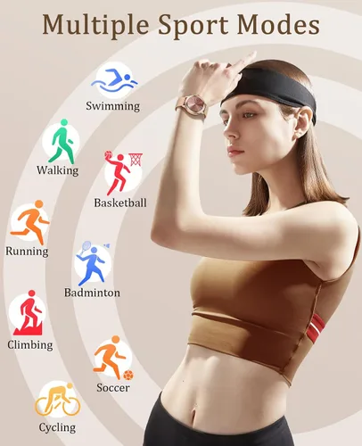 Vista 4 de Reloj inteligente para mujer, reloj inteligente Bluetooth para iPhone, Android, iOS, IP68, impermeable, para mujer, rastreador de actividad física