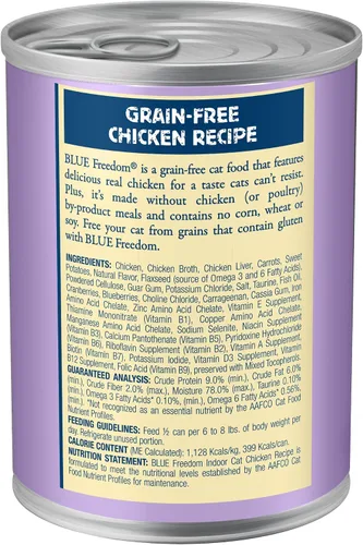 Vista 3 de Blue Buffalo Freedom Grain Free - Alimento húmedo natural en paté para adultos, pollo de interior, latas de 12.5 onzas (paquete de 12)
