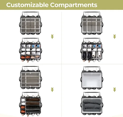 Vista 5 de Organizador de zapatos para armario, solución de almacenamiento de zapatos con cubierta transparente y separadores ajustables, caja de zapatos