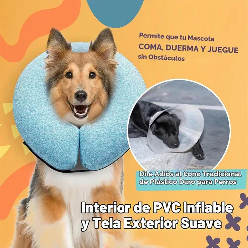 Vista 6 de Big Ant Collar inflable protector para perros y gatos, cono suave para perros después de la cirugía, collar de dona para cuello de perro, collar