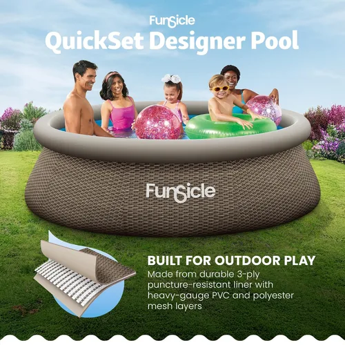 Vista 4 de Funsicle Quickset Designer - Piscina redonda sobre el suelo de 10 x 30 pulgadas, con bomba de filtro FiltraBoost de 400 GPH, cartucho de filtro tipo