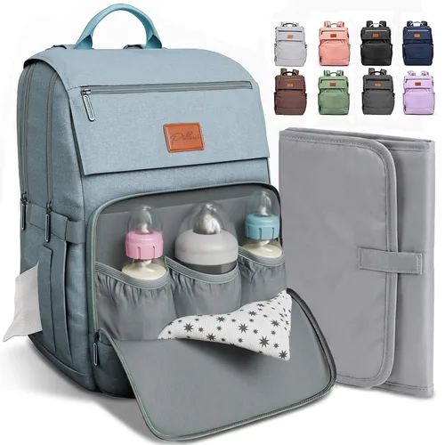 Vista 13 de PILLANI - Mochila grande para llevar pañales de bebé, para viajar, cambiador incluido, producto esencial para recién nacidos, artículos para mamá