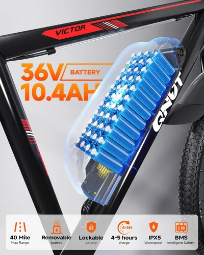 Vista 3 de Totem Bicicleta Eléctrica para Adultos, 750W Pico 26" Bicicleta Eléctrica para Hombres Mujeres Adolescentes con Batería 375WH, 21 Velocidades 20Mph