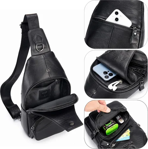 Vista 199 de LUKZIJAES Bolso bandolera de cuero genuino para hombre