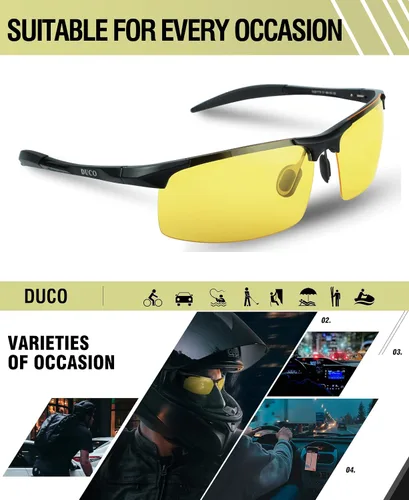 Vista 5 de DUCO Gafas de visión nocturna polarizadas para conducción nocturna para hombre