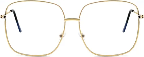 Vista 9 de Oversized Square Metal Reading Glasses Women Men, Large Anti Eyestrain Eyewear, Blue Light Blocking Computer Readers