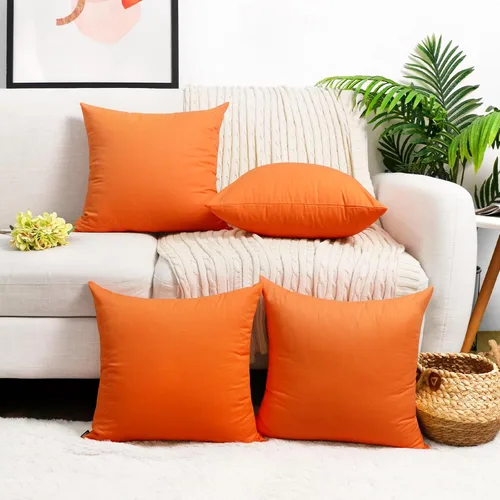 Vista 35 de Coddsmz Paquete de 4 fundas decorativas de 100% algodón para cojín cuadrado, funda de almohada de color liso para bricolaje, para sofá y dormitorio