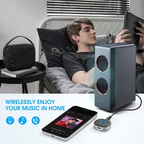 Vista 6 de LAICOMEIN - Receptor Bluetooth, adaptador auxiliar portátil para automóvil de 0.138 in, receptor de audio inalámbrico Bluetooth