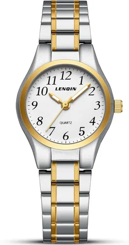 Vista 13 de LN LENQIN Relojes para mujer, fáciles de leer, impermeables, para mujer A1-LN-L0150-Plata Oro Blanco