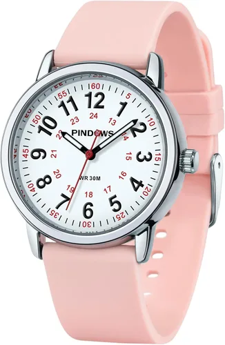Vista 11 de PINDOWS Women Analog Quartz Wrist Watch with Silicone Strap for Young Women Students Easy Read Waterproof Unisex Luminous Dial