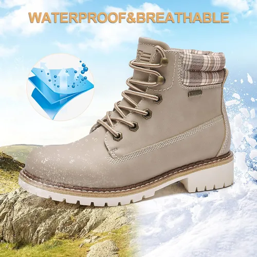 Vista 3 de Kkyc Botas de senderismo para mujer antideslizantes botas casuales.