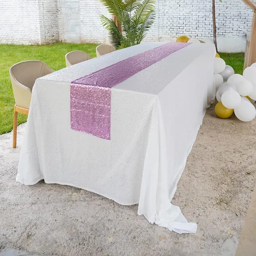 Vista 59 de Mantel de lentejuelas de 60 x 102 pulgadas, azul bebé, para boda, fiesta, despedida de soltera, rectangular