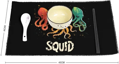 Vista 2 de Squid Squad Placemats Set of 6 Resistant Table Mats Washable Place Mats for Dinner Party Table Decoration
