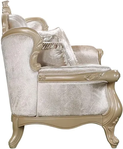 Vista 5 de Acme Libertee Sofá tapizado de madera y tela con 5 almohadas en beige/champán