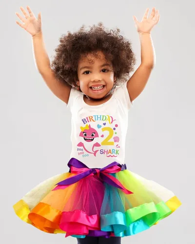 Vista 30 de Luke and Lulu Traje de cumpleaños para niña, diseño de tiburón - 2º cumpleaños niña