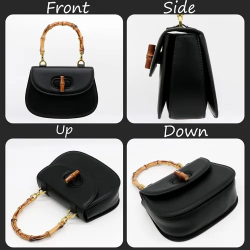 Vista 4 de Bolso de mano para mujer, bolso cruzado con asa superior en forma de bambú
