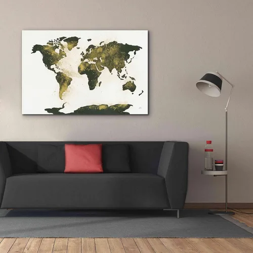 Vista 3 de Epic Graffiti 'World Map Gold Dust' por Chris Paschke, lienzo de arte de pared Giclée, 60 x 40 pulgadas