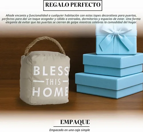 Vista 3 de Pavilion Gift Company 72151 Bless This Home - Tope para puerta, 5 x 6 pulgadas, gris, bronceado, beige y blanco