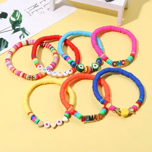 Vista 287 de Surfer Heishi - Pulseras apilables para mujer, apilables, de vinilo arcoíris, disco de arcilla, pulseras elásticas para la amistad, joyería bohemia