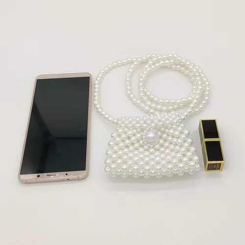 Vista 5 de Mini bolso de la moneda del bolso de la perla del bolso cruzado del bolso del bolso del hombro para las mujeres, Blanco-t