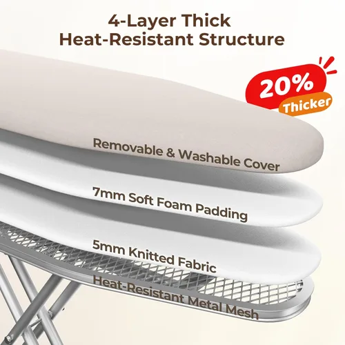 Vista 4 de Yaheetech Tabla de planchar plegable, tabla de planchar resistente con 9 alturas ajustables, cubierta de 4 capas y reposaplancha de seguridad, tabla