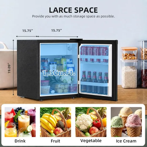 Vista 2 de Antarctic Star Mini refrigerador compacto con puerta reversible individual, estante de alambre, botón de descongelación
