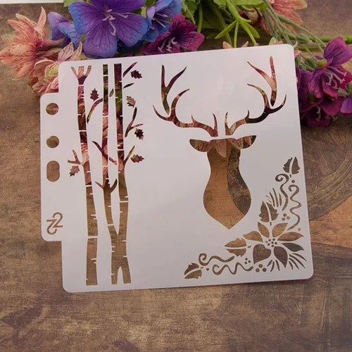 Vista 7 de Plantillas de pintura de plástico PET con diseño hueco de copo de nieve, perfectas para diseño textil, decoración de pared, ventana, papel, álbumes