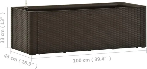 Vista 7 de Cama elevada de jardín con sistema de riego automático, color moca de 39.4 x 16.9 x 13 pulgadas, cama de jardín elevada, macetas al aire libre