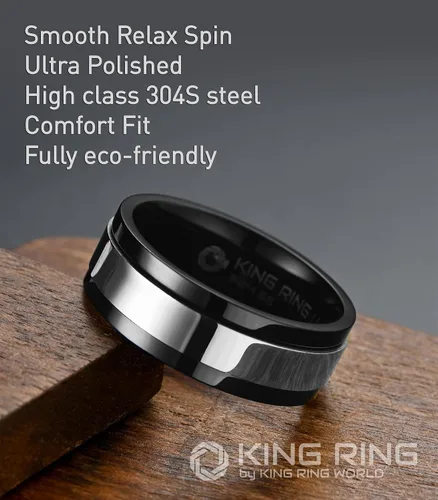 Vista 3 de King Ring Anillos giratorios ultra pulidos de 0.315 in Anillos de acero inoxidable planos brillantes de alta calidad para hombres y mujeres