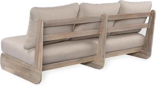 Vista 7 de Christopher Knight Home sofá de 3 plazas de madera de acacia Poppy para exteriores con cojín, sofá de patio de madera con cojín, cómodo sofá sin
