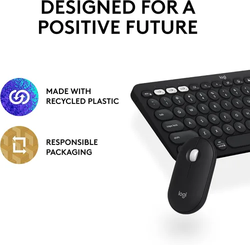 Vista 11 de Logitech Pebble 2 Combo, teclado inalámbrico y mouse, silencioso y portátil, personalizable, Logi Bolt, Bluetooth, fácil cambio entre dispositivos