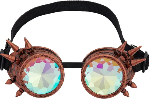 Vista 36 de Gafas caleidoscopio para raves trippy psicodélico steampunk con lentes de cristal de difracción de prisma arcoíris