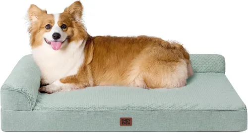 Vista 84 de EHEYCIGA - Cama ortopédica para perros de tamaño mediano, cama de espuma viscoelástica para perros, color beige Small Dog Sofa with Washable