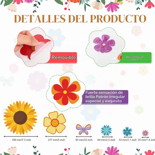 Vista 2 de Fuutreo 12 hojas de calcomanías de margarita, 130 unidades, calcomanías de vinilo autoadhesivas de vinilo retro con flores de mariposa