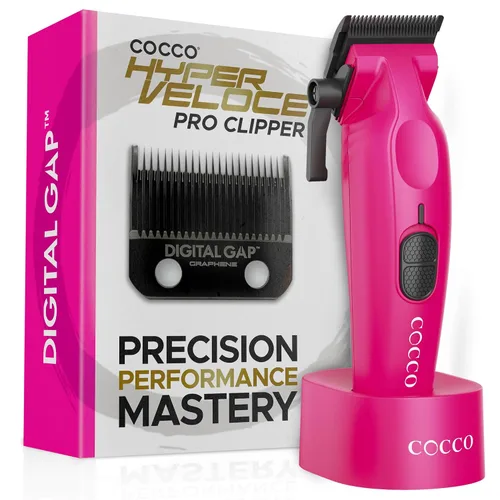 Vista 16 de Cocco Hyper Veloce Pro Clipper, Digital Gap Ambassador Graphene Taper Blade Profesional Clipper, Motor BLDC de alto par, totalmente metálico