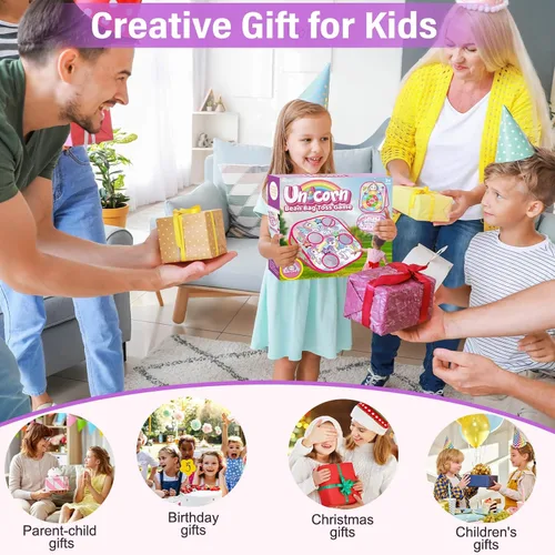 Vista 7 de YOTOY Juego de lanzamiento de bolsas de frijoles para niños, juguetes al aire libre de 3 a 8 años: juegos de fiesta de unicornio, actividades